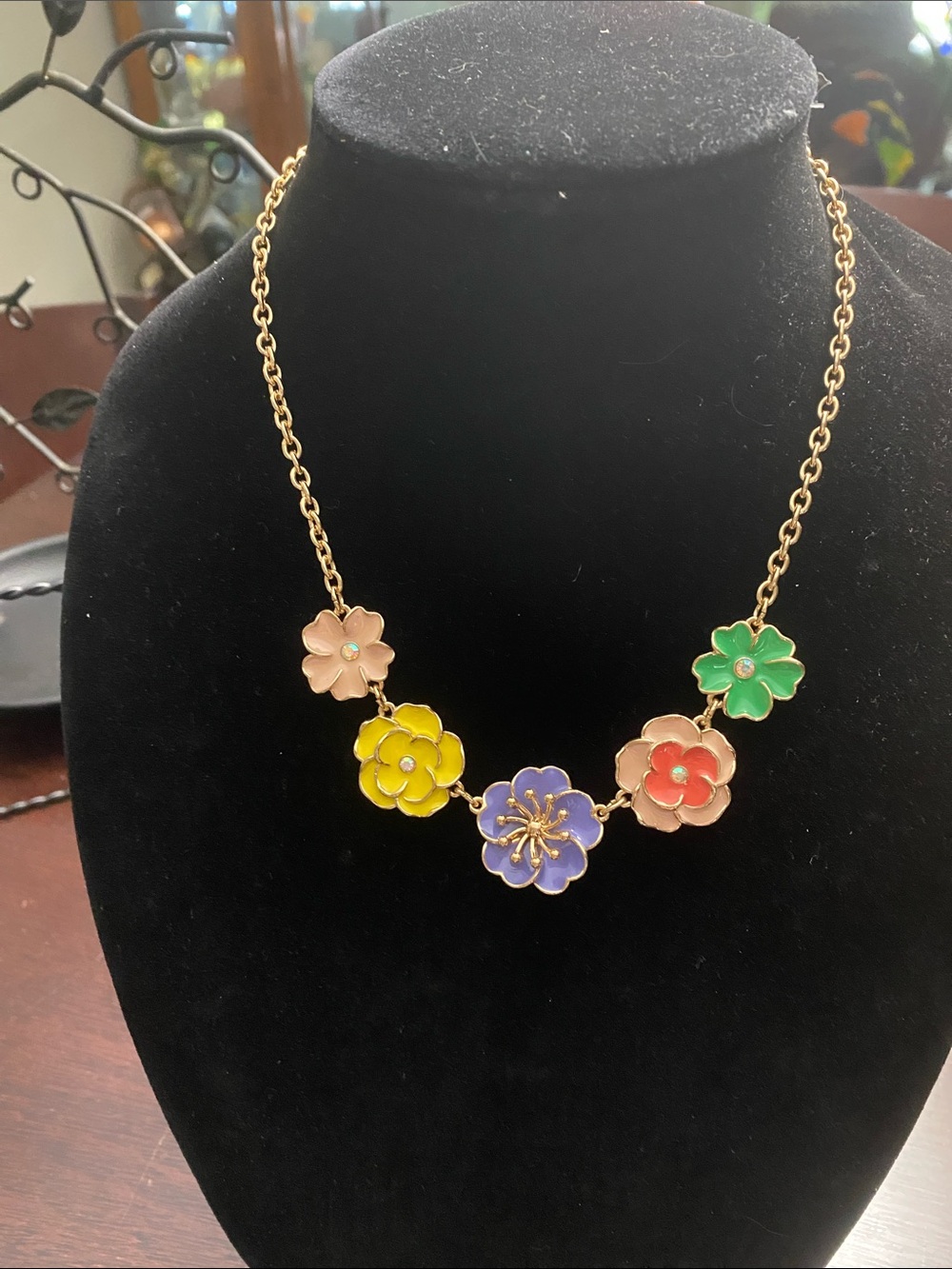 Multi-Color Enamel Flower Necklace by Liz Clariborne
